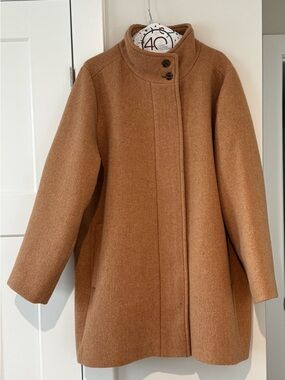 J. Crew Camel Wool-Blend City Coat with Stand Collar